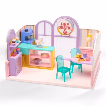 Hugs & Mugs Cafe 25 Piece Coffee Shop for Small Dolls with Play Food, Kids 3 Years+