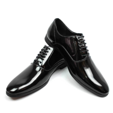 New Men'S Black Tuxedo Patent Leather round Toe Formal Dress Shoes Lace up AZAR